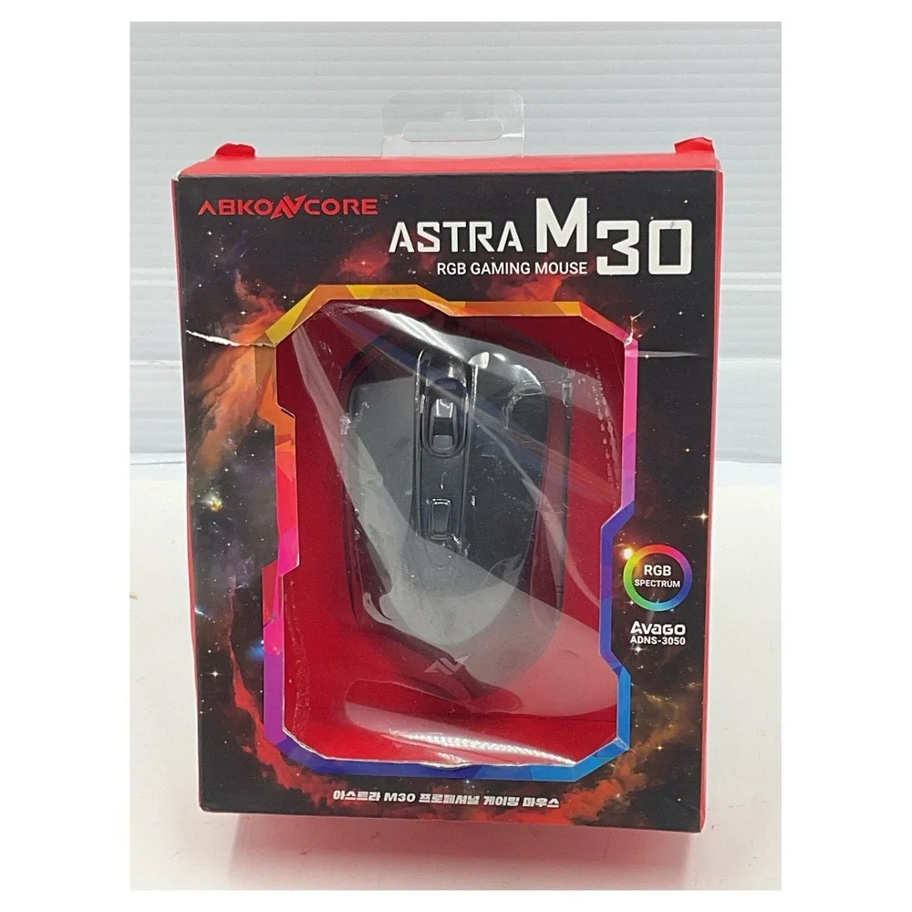 ABKONCORE Astra M30 RGB Gaming Mouse 3500 DPI Avago‎ Sensor Wired NEW